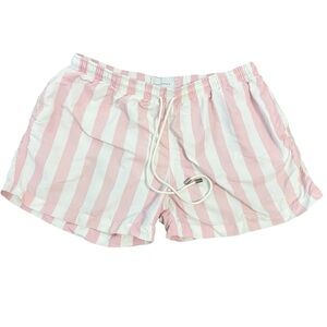 SOLID & STRIPED Pink and White Swim Trunks